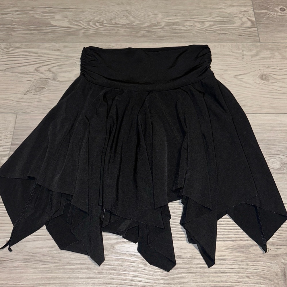 Vintage Y2K Belle Ami Black Asymmetrical Hankerchief Cut Layered Mini Skirt, S